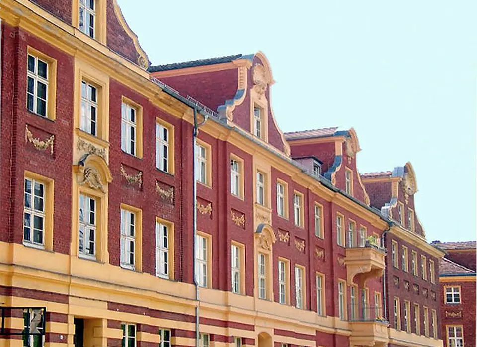Rote Backsteinhäuser im Holländischen Viertel in Potsdam